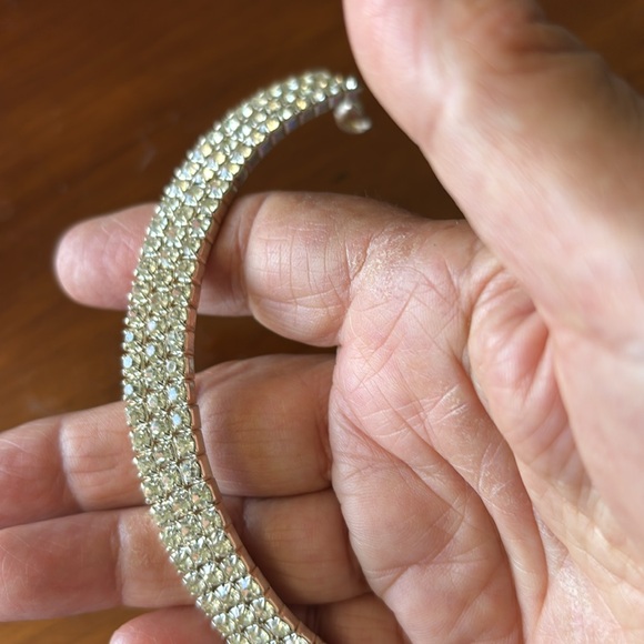 Vintage So Cute Elegant Silver Rhinestone Choker Necklace. - Picture 8 of 11